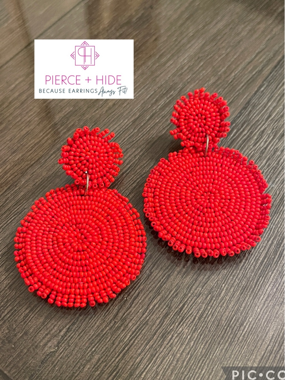 PIERCE & HIDE RED BEADED DROP DISC EARRINGS | FRINGE DISCS